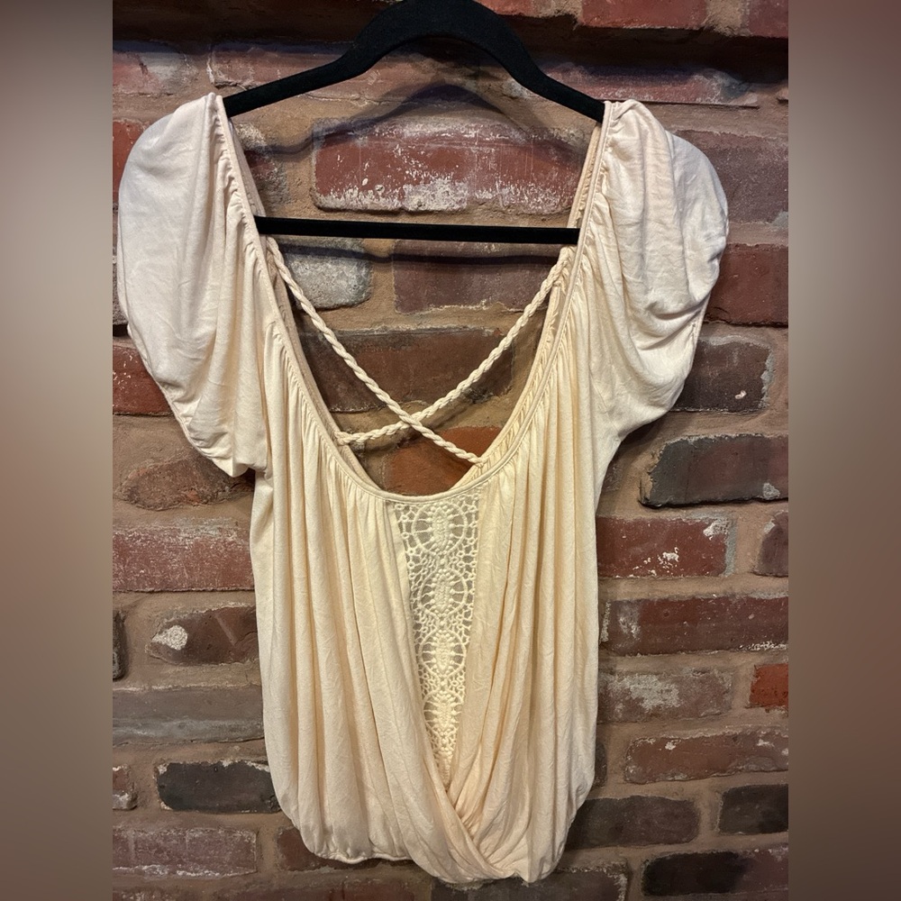Free People Cream lace top